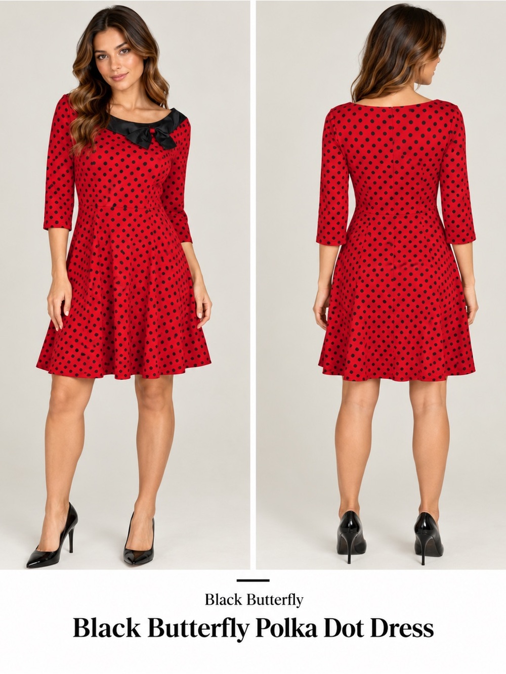 Black Butterfly Polka Dot Dress